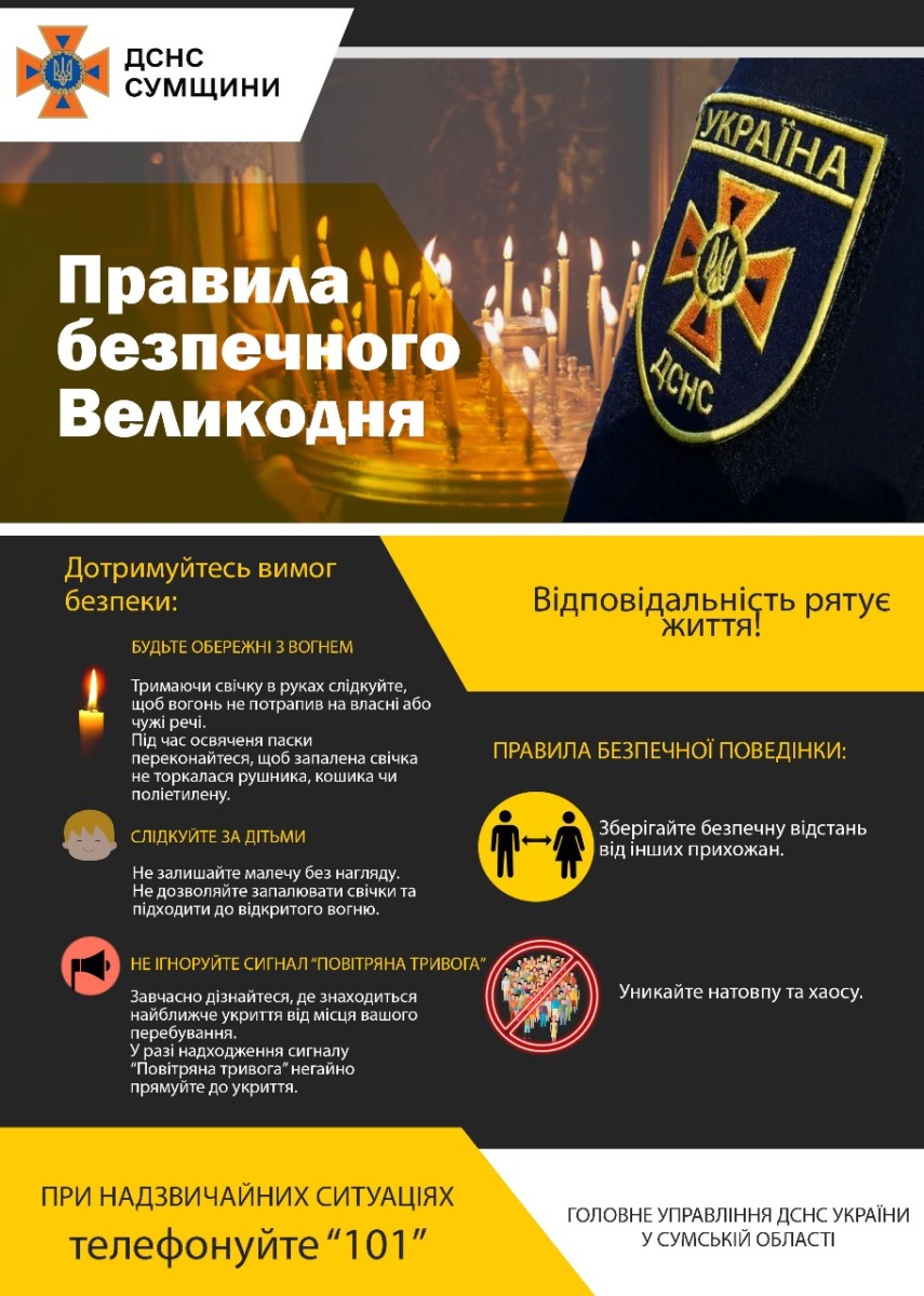 На Сумщині рятувальники вживають заходи для забезпечення безпеки під час Великодня